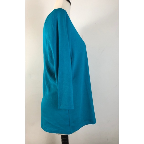 KAREN SCOTT PLUS SIZE LONG SLEEVE BLUE SHIRT - Picture 3 of 5